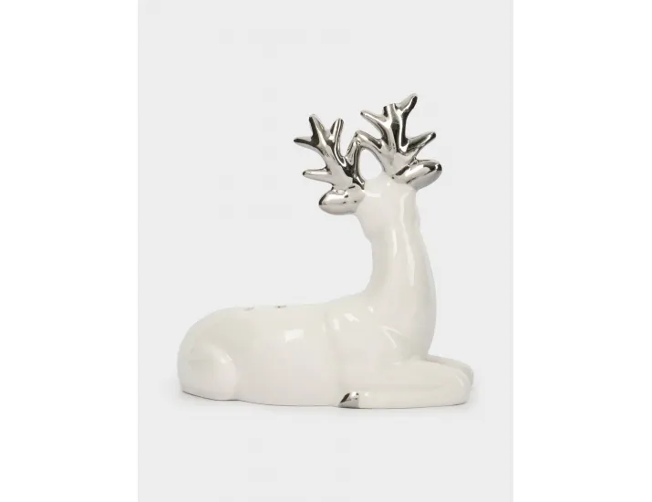 Емкость для соли или перца 9 см бело-серебристая Олень Anna Lafarg Maral grey