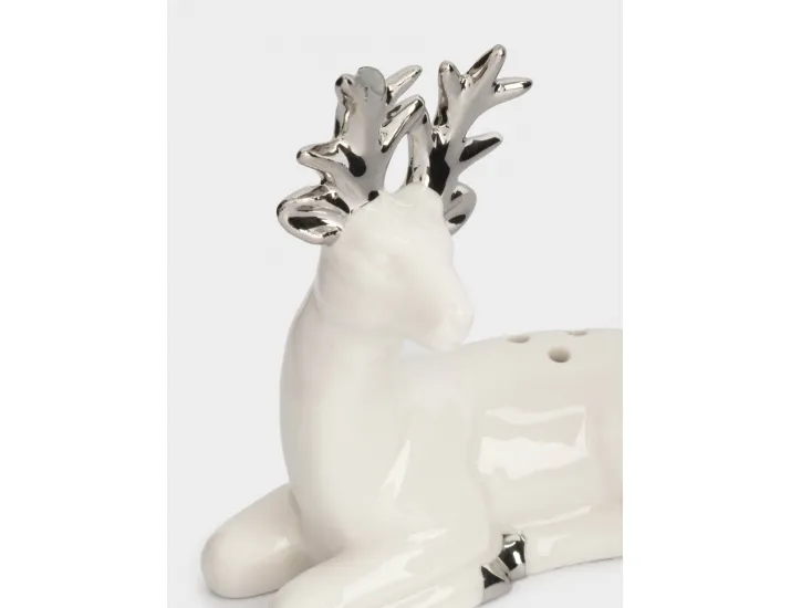 Емкость для соли или перца 9 см бело-серебристая Олень Anna Lafarg Maral grey