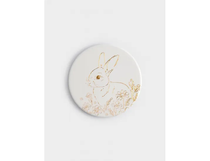 Подставка под кружку 11 см круглая белая Золотистый кролик Anna Lafarg White Rabbit