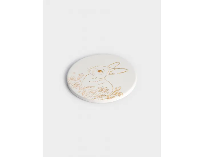 Подставка под кружку 11 см круглая белая Золотистый кролик Anna Lafarg White Rabbit