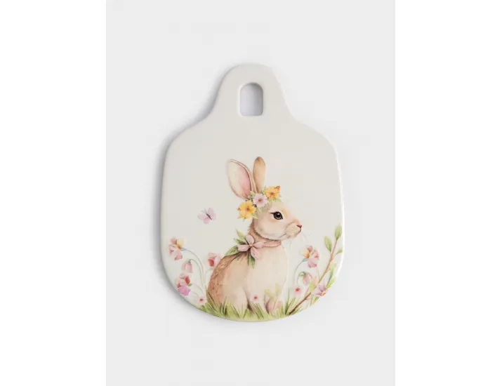 Подставка под горячее 15x21 см белая Кролик с венком в цветах Anna Lafarg Easter rabbit