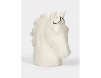 Емкость для соли или перца, 8 см, фарфор P, бело-серебристая, Конь, Horse