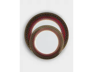 Сервиз обеденный 6 персон 27 предметов бело-бордовый Орнамент Anna Lafarg Бухара