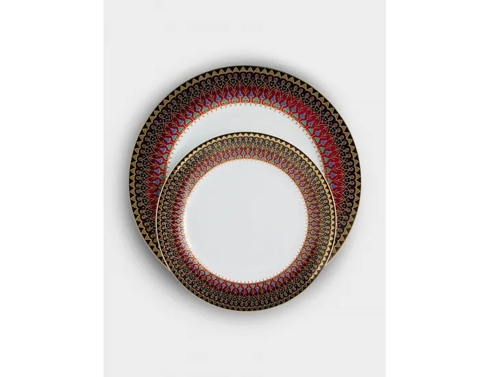 Сервиз обеденный 6 персон 27 предметов бело-бордовый Орнамент Anna Lafarg Бухара