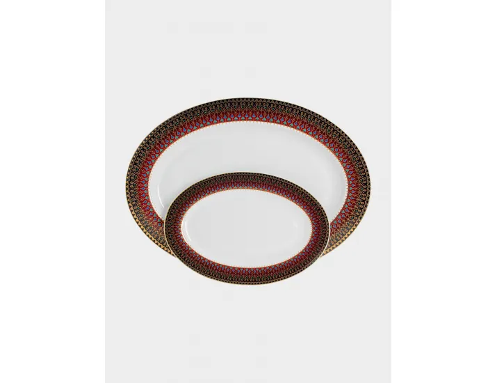 Сервиз обеденный 6 персон 27 предметов бело-бордовый Орнамент Anna Lafarg Бухара