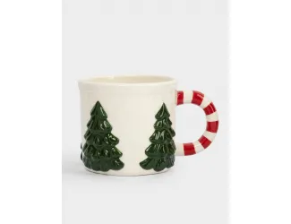 Кружка, 450 мл, керамика D, зелено-красная, Елки, New year