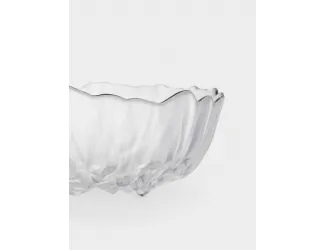 Салатник, 20х8 см, 1,2 л, стекло, с серебристым кантом, мятая фактура, Piano