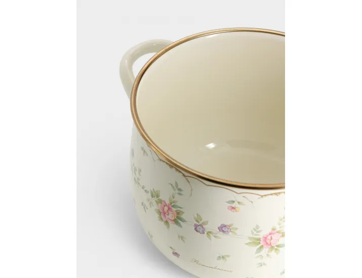 Кастрюля 3,8 л 20 см с крышкой с покрытием молочная Цветы Ejiry Remembrance