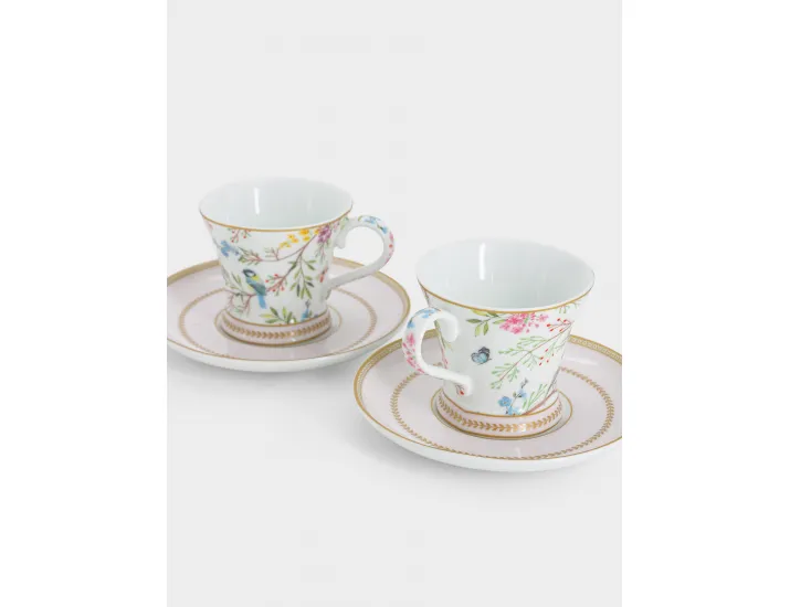 Набор чайный 2 персоны 4 предмета белая Цветы и птицы Easy Life Birds Melody