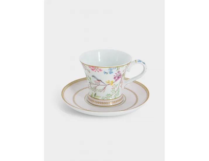 Набор чайный 2 персоны 4 предмета белая Цветы и птицы Easy Life Birds Melody