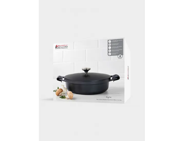 Сотейник 28 см 4.0 л с крышкой с покрытием чёрный Maxwell & Williams Agile
