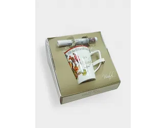 Кружка, 380 мл, фарфор F, белая, с зеленым кантом, Весна, A. Vivaldi