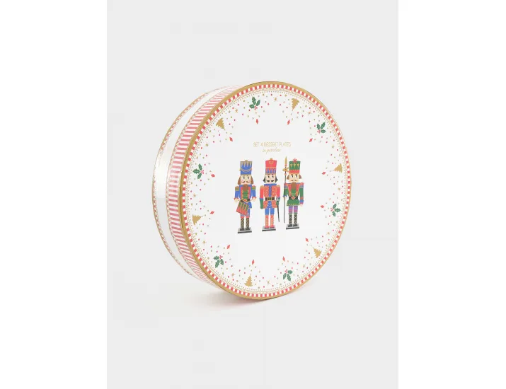 Набор тарелок десертных 4 предмета 19 см белая с золотистым кантом Щелкунчик Easy Life Nutcracker