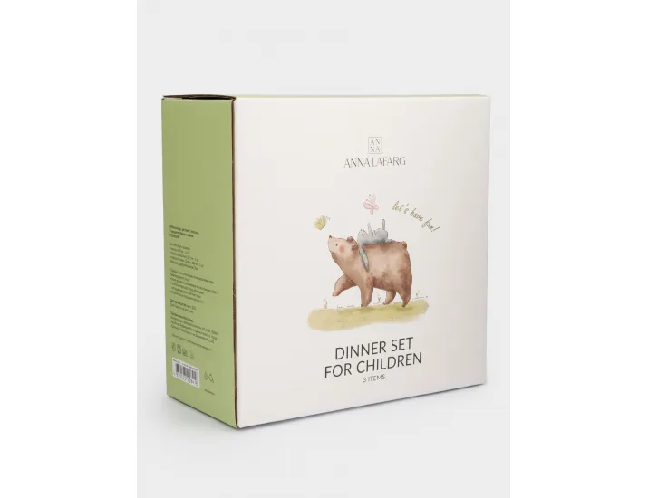 Набор посуды детский 1 персона 3 предмета белый Мишка и зайчик Anna Lafarg Friendship