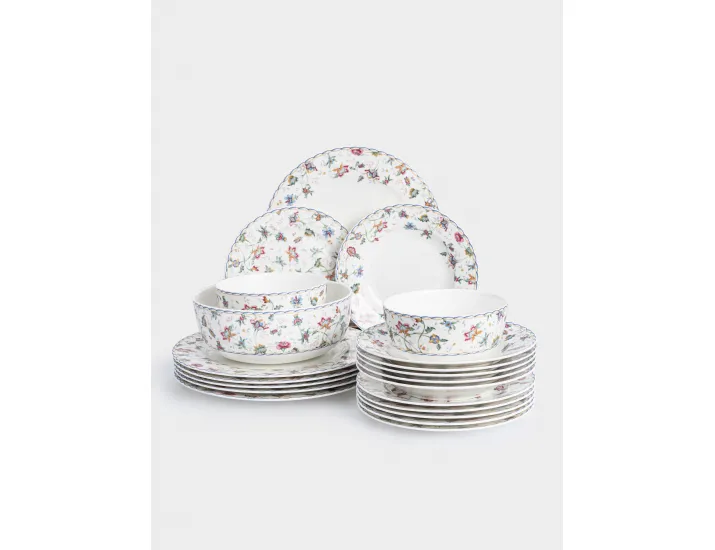 Сервиз обеденный 6 персон 21 предмет белый Цветы Anna Lafarg Букингем