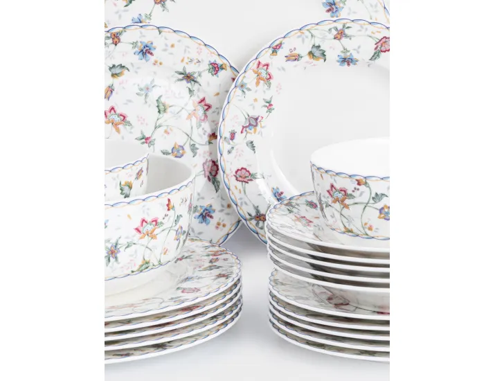 Сервиз обеденный 6 персон 21 предмет белый Цветы Anna Lafarg Букингем