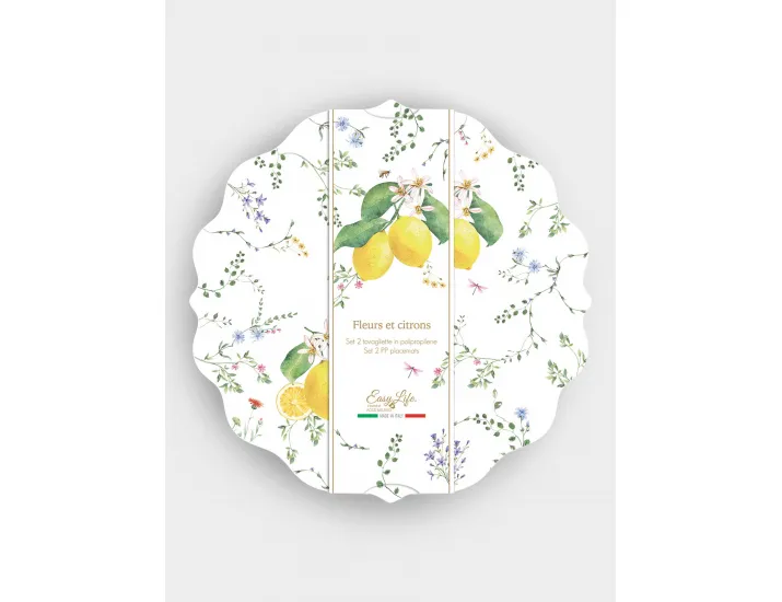 Подставка под горячее круглая 34.5 см 2 шт Цветы и лимоны Easy Life Fleurs et Citrons