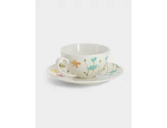 Чашка с блюдцем, 400 мл, Лесные цветы
