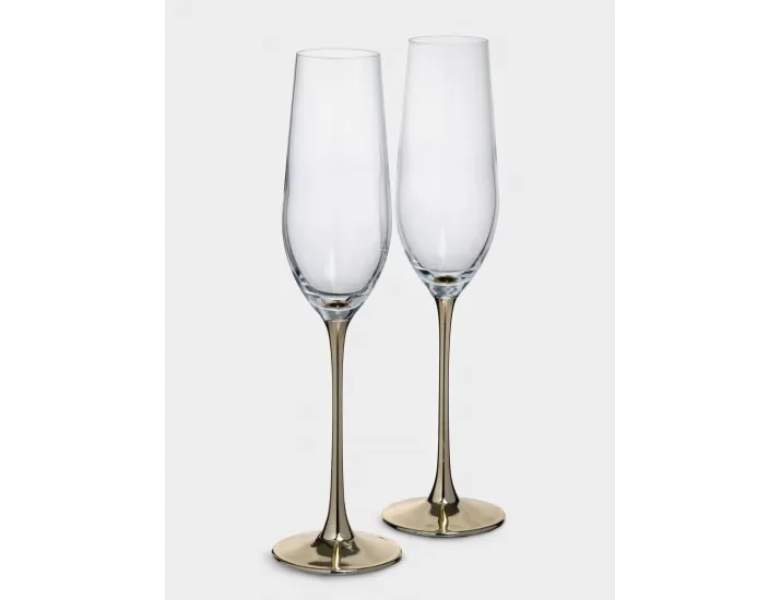 Бокал для шампанского 180 мл 2 шт золотистая ножка Anna Lafarg Ravello