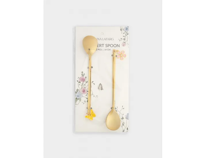 Ложка десертная 14 см 2 шт золотистая Цветок/Бабочка Anna Lafarg Butterfly