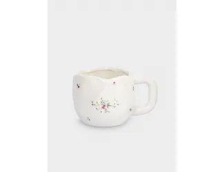 Кружка, 550 мл, керамика, белая, Цветы, Meadow