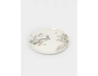 Тарелка обеденная, 25 см, керамика, белая, Кролик с цветами, Flower Rabbit