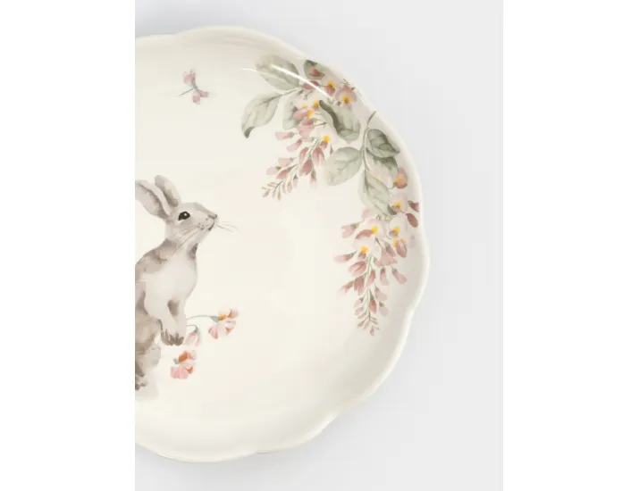 Тарелка обеденная 25 см белая Кролик с цветами Anna Lafarg Flower Rabbit