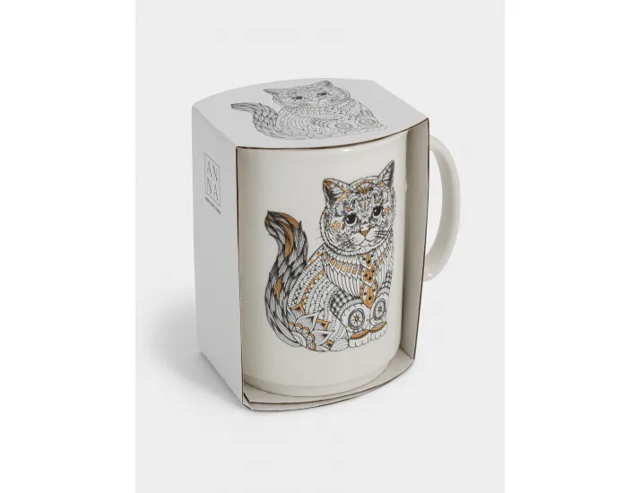 Кружка 415 мл белая Кот Anna Lafarg Wild
