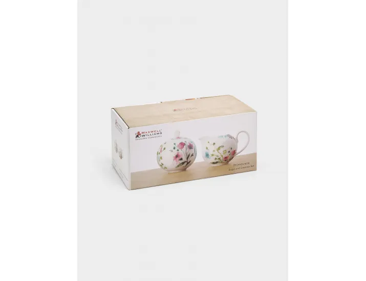 Набор сахарница 400 мл и молочник 360 мл белый Акварельные цветы Maxwell & Williams Primavera