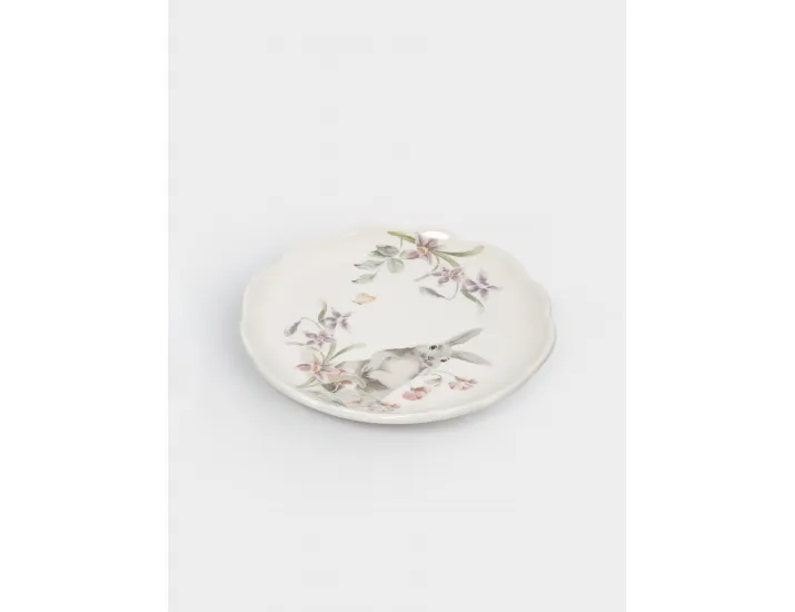 Тарелка закусочная 20 см белая Кролик с цветами Anna Lafarg Flower Rabbit