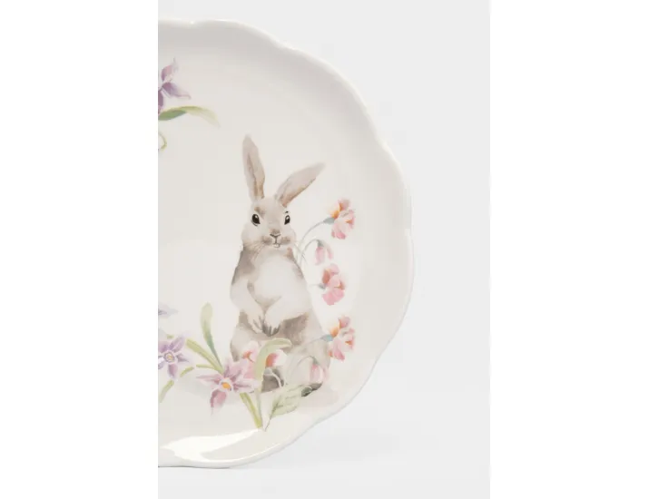 Тарелка закусочная 20 см белая Кролик с цветами Anna Lafarg Flower Rabbit
