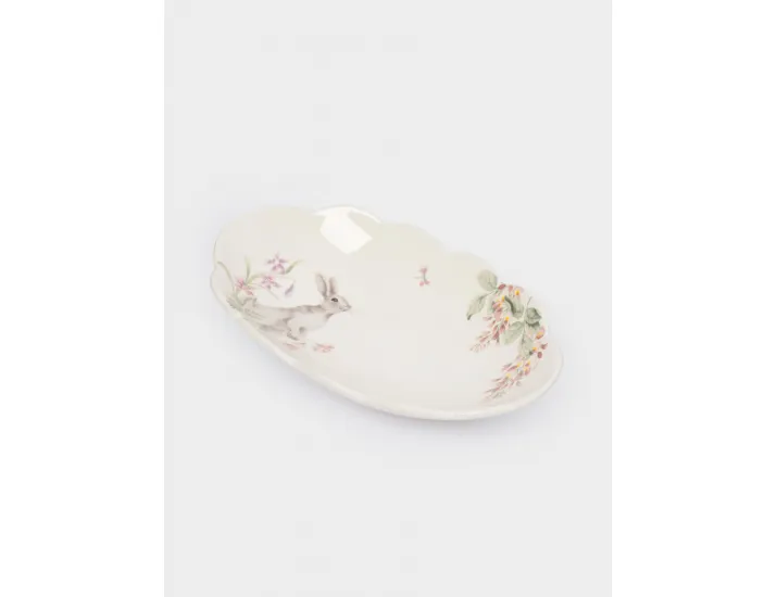 Блюдо 31х18 см овальное белое Кролик с цветами Anna Lafarg Flower Rabbit