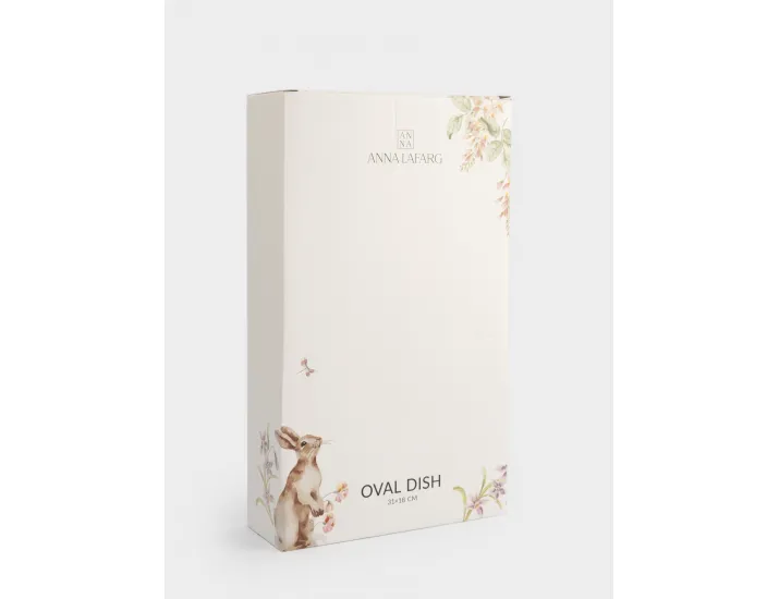 Блюдо 31х18 см овальное белое Кролик с цветами Anna Lafarg Flower Rabbit