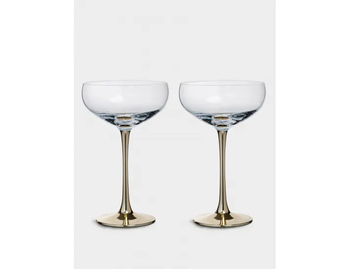 Бокал-креманка для шампанского 270 мл 2 шт золотистая ножка Anna Lafarg Ravello