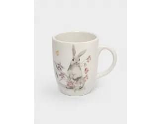 Кружка, 330 мл, керамика, белая, Кролик с цветами, Flower Rabbit