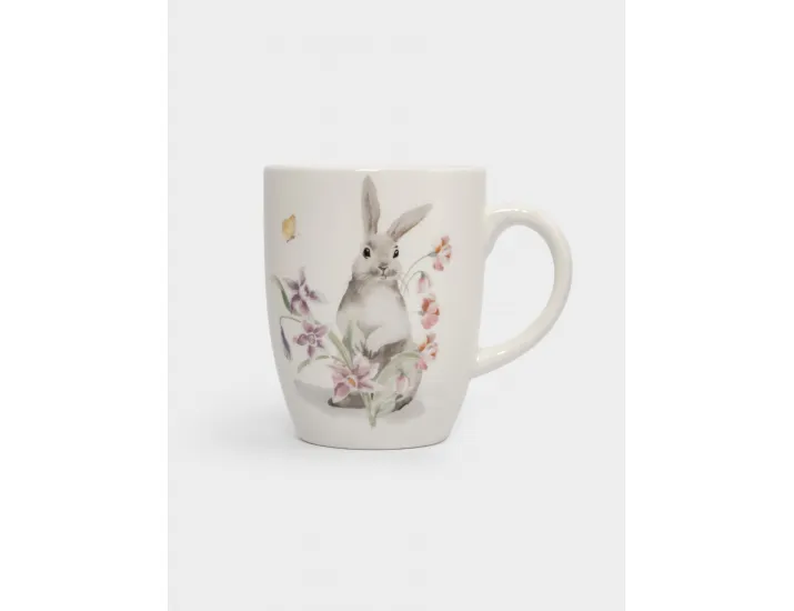 Кружка 330 мл белая Кролик с цветами Anna Lafarg Flower Rabbit