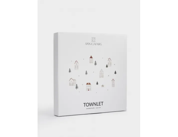 Тарелка обеденная 27 см бело-золотистая Домики и ели Anna Lafarg Townlet