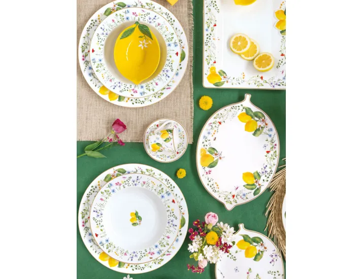 Тарелка суповая 21,5 см белая Цветы и лимоны Easy Life Fleurs et Citrons
