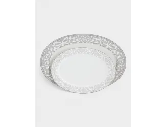 Сервиз обеденный 6 персон 27 предметов бело-серый с серебристым кантом Узор Anna Lafarg Айседора