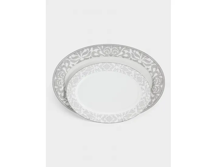Сервиз обеденный 6 персон 27 предметов бело-серый с серебристым кантом Узор Anna Lafarg Айседора