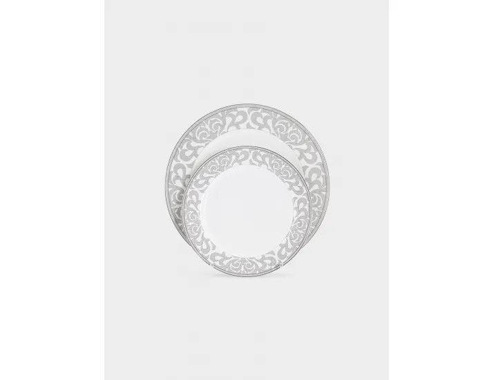 Сервиз обеденный 6 персон 27 предметов бело-серый с серебристым кантом Узор Anna Lafarg Айседора