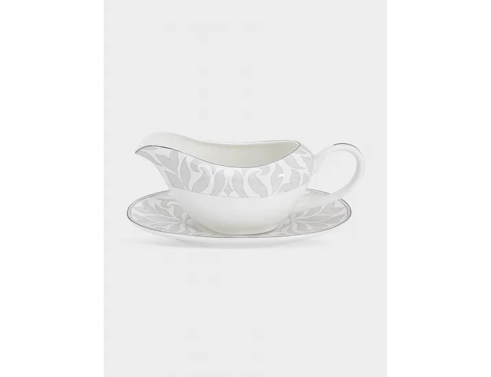 Сервиз обеденный 6 персон 27 предметов бело-серый с серебристым кантом Узор Anna Lafarg Айседора