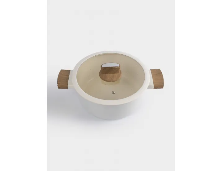 Кастрюля 24 см 4,1 л с крышкой с покрытием молочная Anna Lafarg Palisander