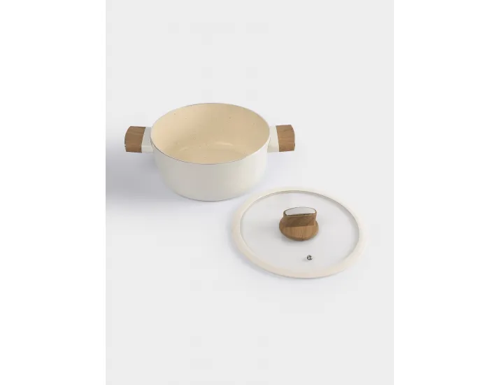 Кастрюля 24 см 4,1 л с крышкой с покрытием молочная Anna Lafarg Palisander