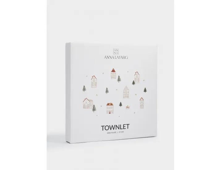 Тарелка закусочная 19 см бело-золотистая Домики и ели Anna Lafarg Townlet