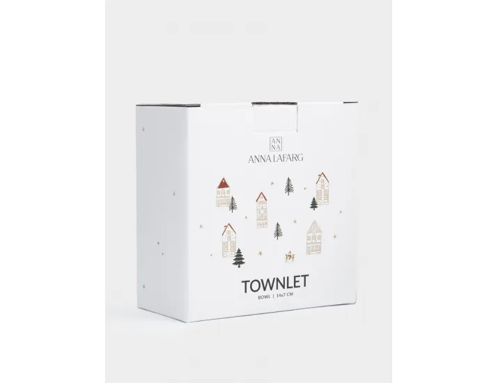 Пиала 14x7 см бело-золотистая Домики и ели Anna Lafarg Townlet