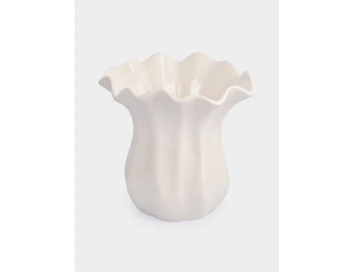 Ваза для цветов 23 см молочная Волнистый край Anna Lafarg Zephyr