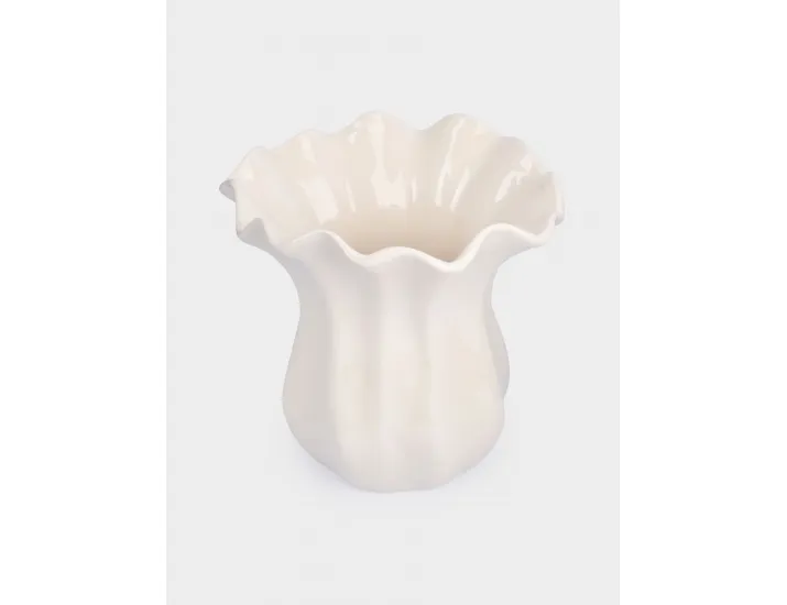 Ваза для цветов 23 см молочная Волнистый край Anna Lafarg Zephyr