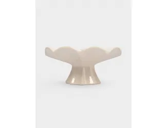 Ваза для фруктов, 24х11 см, на ножке, керамика, молочная, Волнистый край, Zephyr