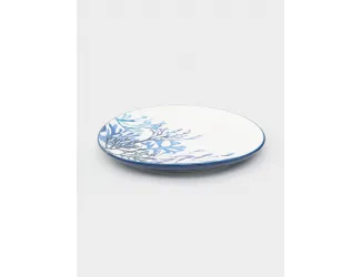 Блюдо, 36 см, керамика К, белое, круглое, Синие кораллы, Blue Coral
